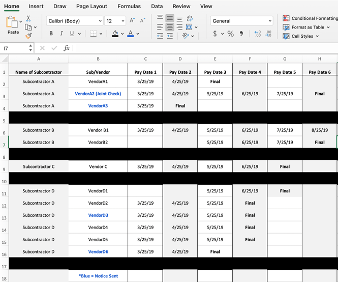 Lien Waiver Tracking Spreadsheet - Make It Easier