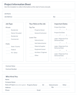 Project Information Sheet Template | Levelset